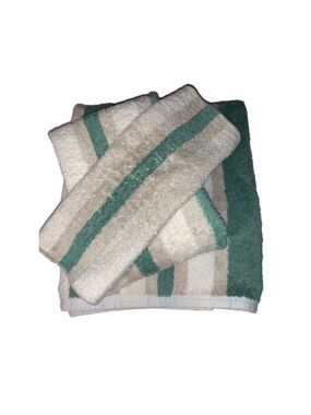 Vintage Wamsutta Striped 3 piece towel set, One Size, Green & Beige